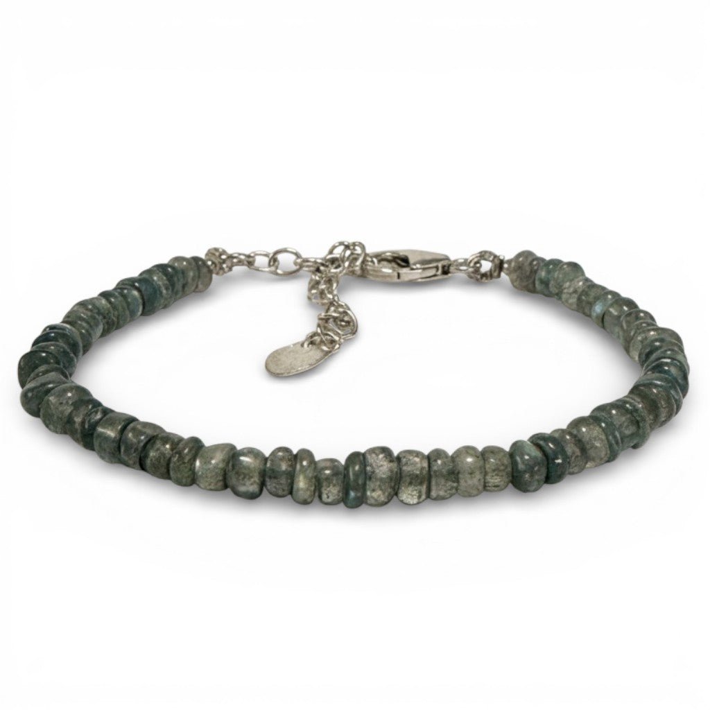 Bracelet labradorite Madagascar AA perles rondes argent 925 - La Boite à Cailloux