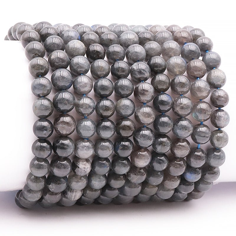 Bracelet labradorite noire Madagascar A (boules 7 - 8mm) - La Boite à Cailloux
