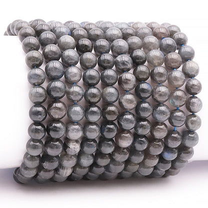 Bracelet labradorite noire Madagascar A (boules 7 - 8mm) - La Boite à Cailloux