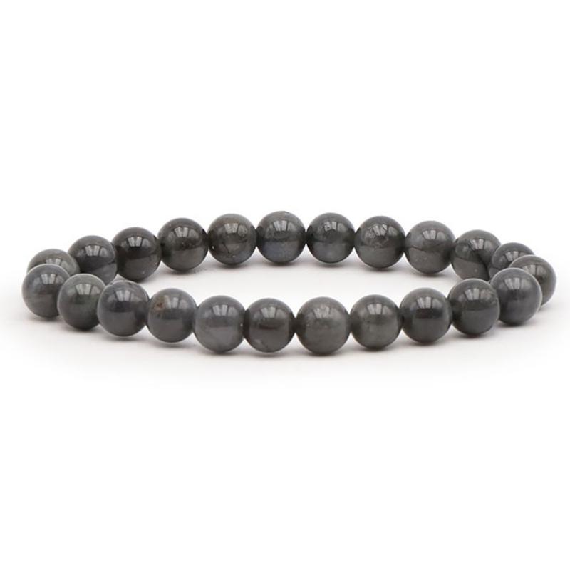 Bracelet labradorite noire Madagascar A (boules 7 - 8mm) - La Boite à Cailloux