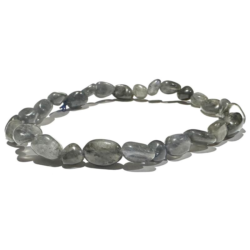 Bracelet labradorite noire Madagascar A (grains 5 - 7mm) - La Boite à Cailloux