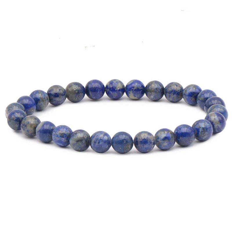 Bracelet lapis lazuli Afghanistan A (boules de 7 - 8mm) - Taille L - La Boite à Cailloux