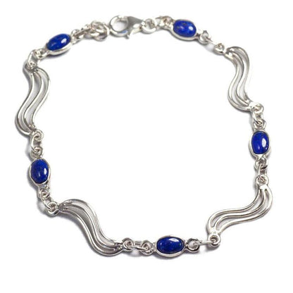 Bracelet lapis lazuli Afghanistan AA argent 925 - La Boite à Cailloux