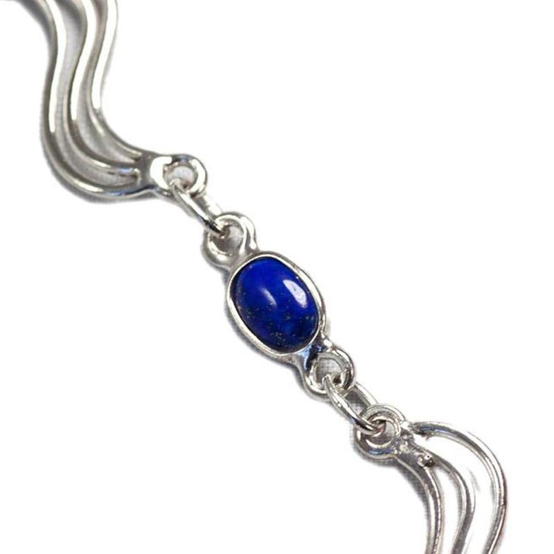 Bracelet lapis lazuli Afghanistan AA argent 925 - La Boite à Cailloux