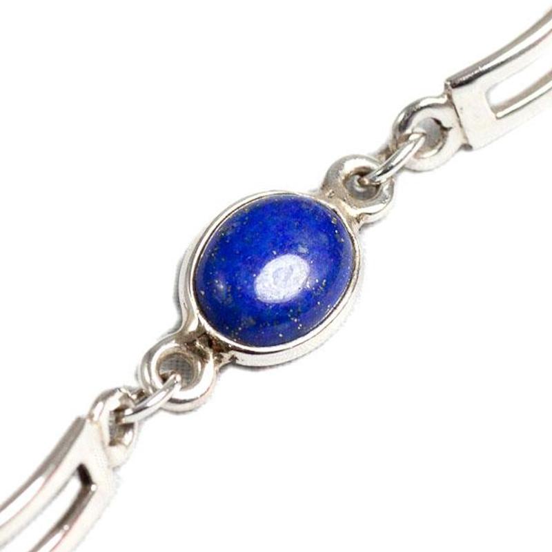 Bracelet lapis lazuli Afghanistan AA argent 925 - La Boite à Cailloux