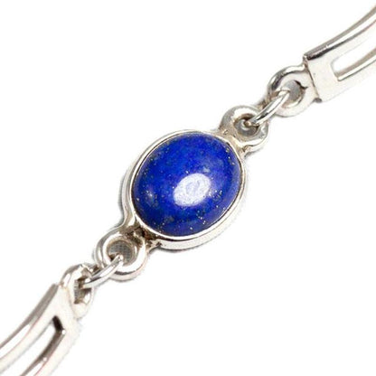Bracelet lapis lazuli Afghanistan AA argent 925 - La Boite à Cailloux