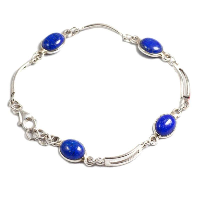 Bracelet lapis lazuli Afghanistan AA argent 925 - La Boite à Cailloux