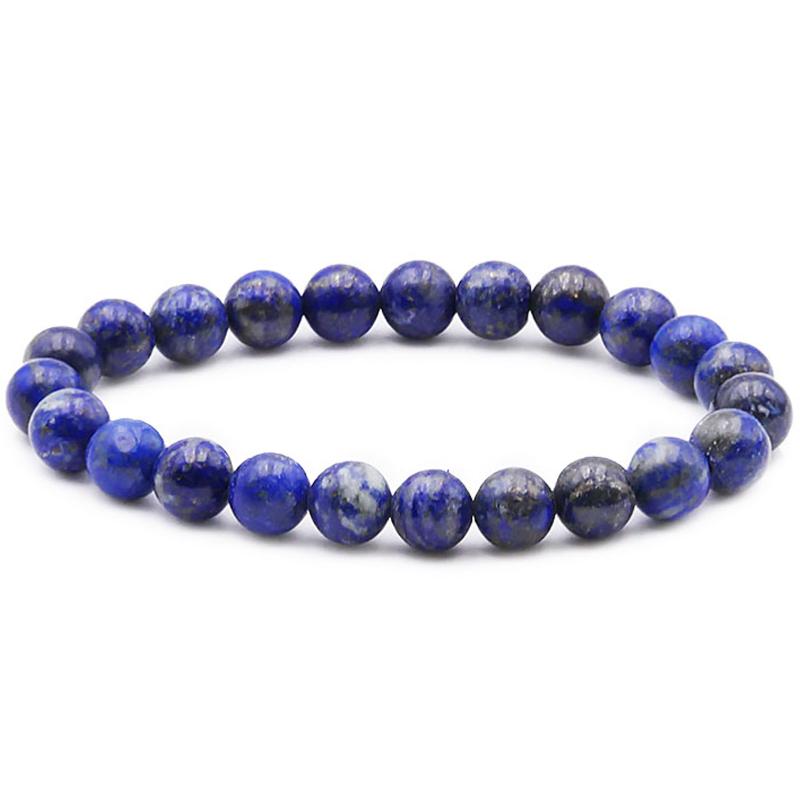 Bracelet lapis lazuli Afghanistan AA (boules de 7 - 8mm) - La Boite à Cailloux
