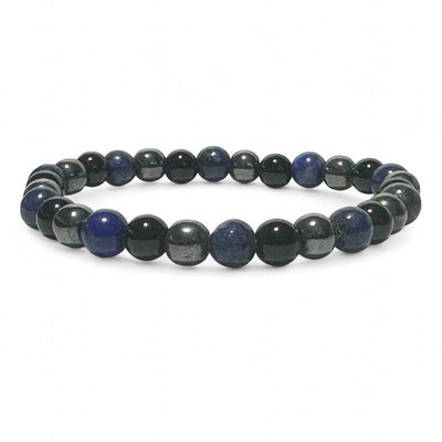 Bracelet lapis-lazuli, hématite, onyx (boules 5-6mm)