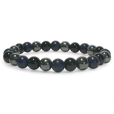 Lapis lazuli, hematite, onyx bracelet (7-8mm balls)