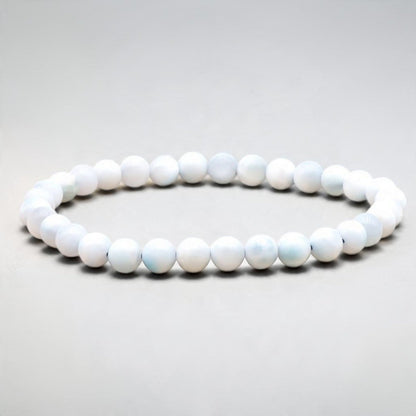 Bracelet larimar République Dominicaine A (boules 5-6mm) - La Boite à Cailloux