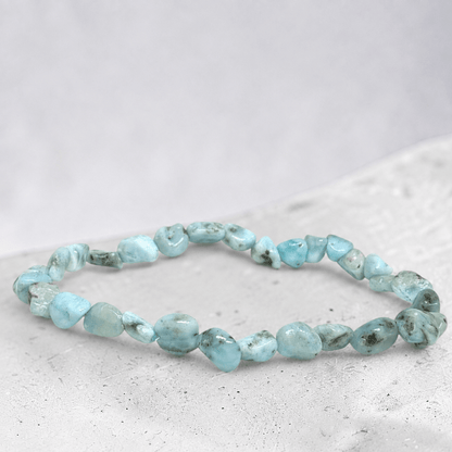 Bracelet larimar République Dominicaine A (grains 5-7mm) - La Boite à Cailloux