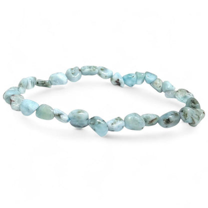 Bracelet larimar République Dominicaine A (grains 5 - 7mm) - La Boite à Cailloux