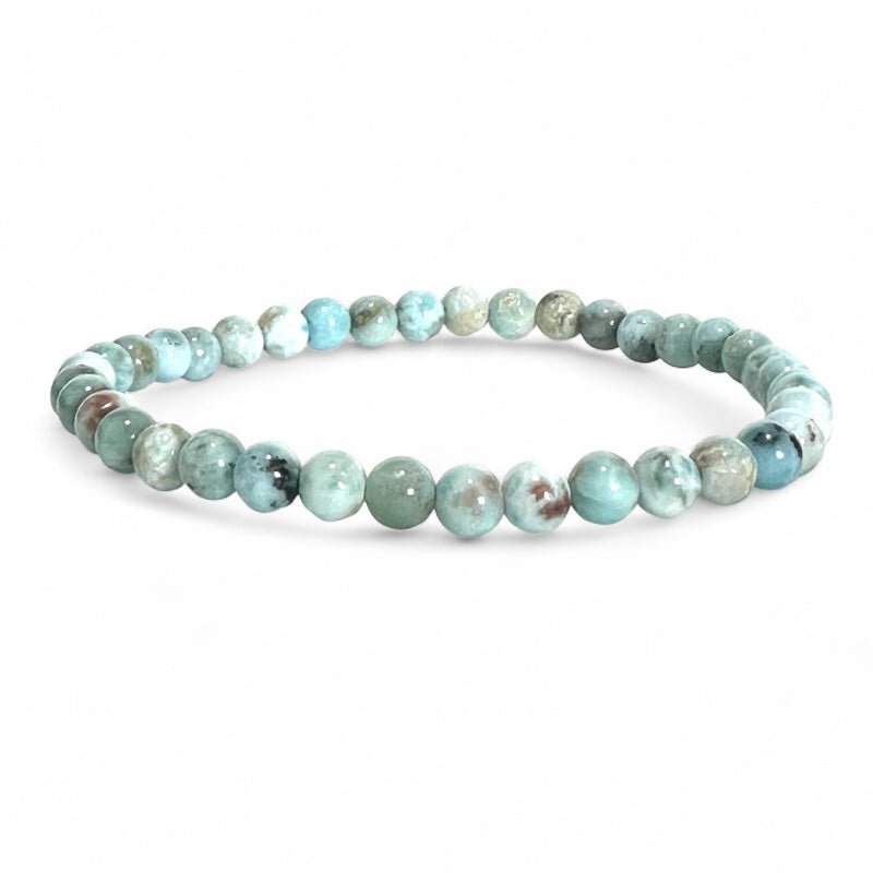 Bracelet larimar République Dominicaine AA (boules 3 - 4mm) - La Boite à Cailloux