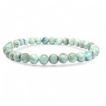 Bracelet larimar République Dominicaine AA (boules 5 - 6mm) - La Boite à Cailloux