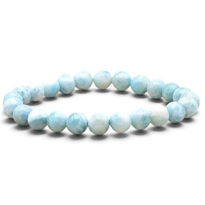 Bracelet larimar République Dominicaine AA (boules 7-8mm) - La Boite à Cailloux