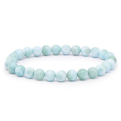 Bracelet larimar République Dominicaine AA (boules 7 - 8mm) - La Boite à Cailloux