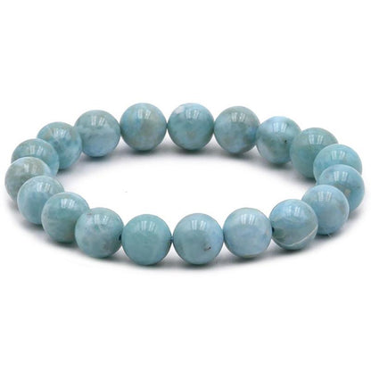 Bracelet larimar République Dominicaine AA (boules 9 - 10mm) - La Boite à Cailloux