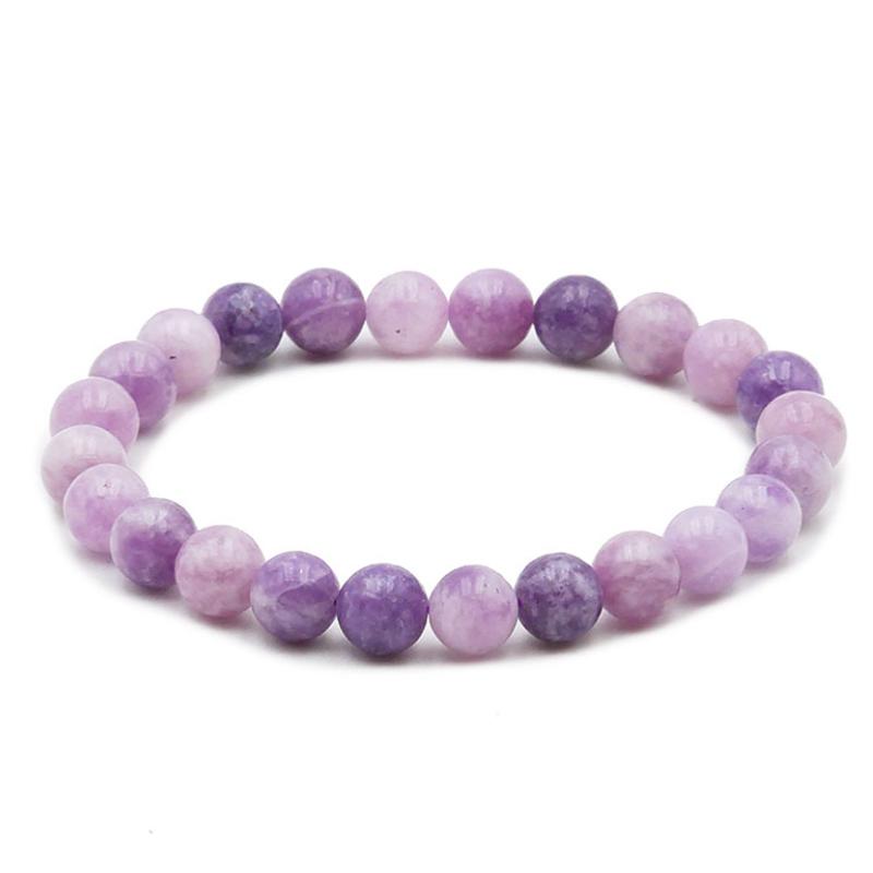 Bracelet lépidolite Madagascar A+ (boules 7 - 8mm) - La Boite à Cailloux