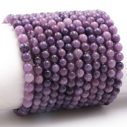 Bracelet lépidolite Madagascar AA (boules 5 - 6mm) - La Boite à Cailloux