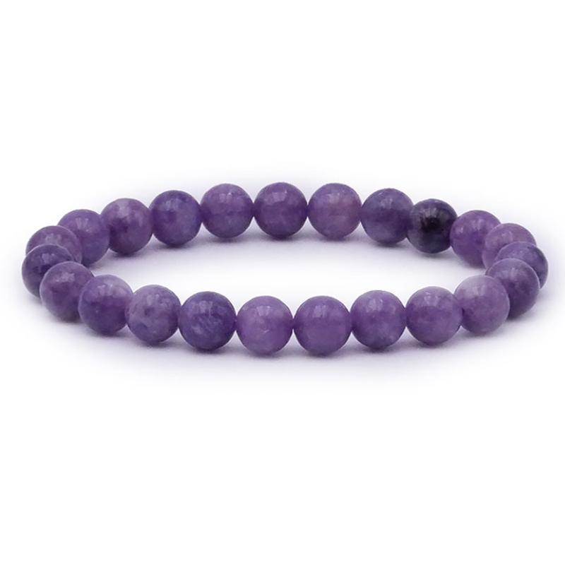 Bracelet lépidolite Madagascar AA (boules 7 - 8mm) - La Boite à Cailloux