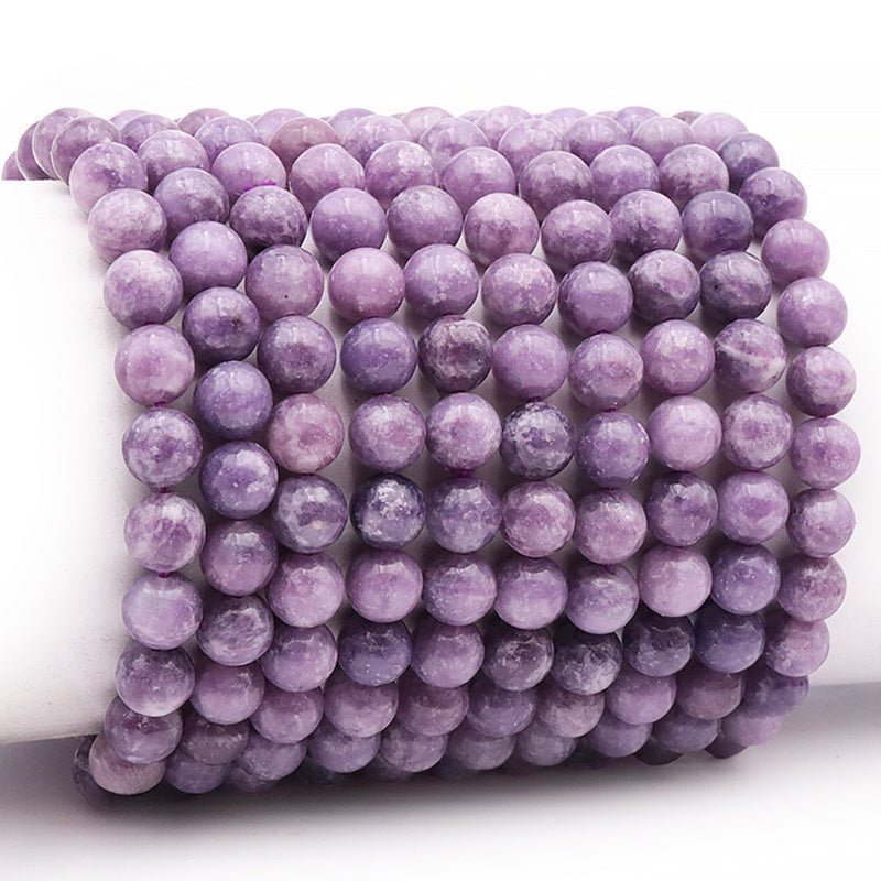 Bracelet lépidolite Madagascar AA (boules 7 - 8mm) - La Boite à Cailloux