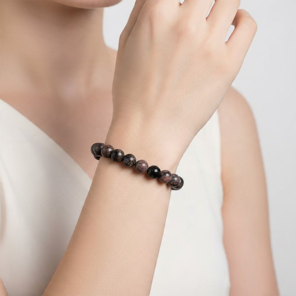 Bracelet libérite bleue Afrique du Sud AB (boules 7-8mm) - La Boite à Cailloux
