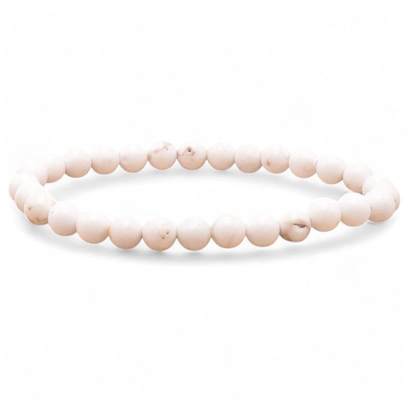 Bracelet magnésite Afrique du Sud A (boules 5 - 6mm) - La Boite à Cailloux