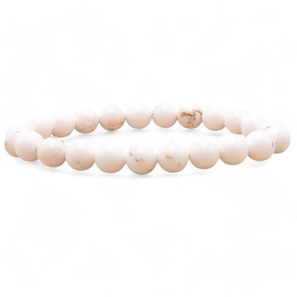Bracelet magnésite Afrique du Sud A (boules 7 - 8mm) - La Boite à Cailloux