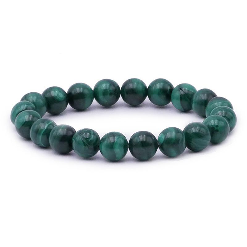 Bracelet malachite Congo AA (boules 10mm) - La Boite à Cailloux