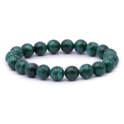 Bracelet malachite Congo AA (boules 10mm) - La Boite à Cailloux