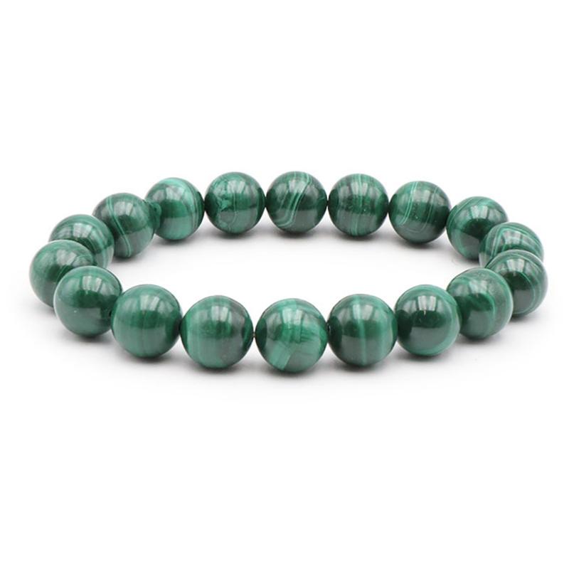 Bracelet malachite Congo AA (boules 11 - 12mm) - La Boite à Cailloux
