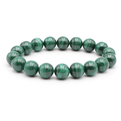Bracelet malachite Congo AA (boules 11 - 12mm) - La Boite à Cailloux