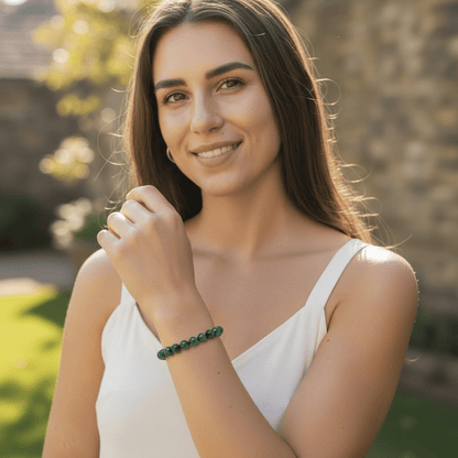 Bracelet malachite Congo AA (boules 5 - 6mm) - La Boite à Cailloux