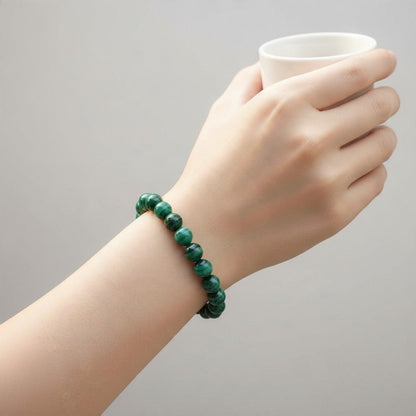 Bracelet malachite Congo AA (boules 7-8mm) - La Boite à Cailloux