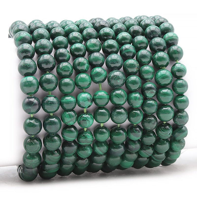 Bracelet malachite Congo AA (boules 7 - 8mm) - La Boite à Cailloux