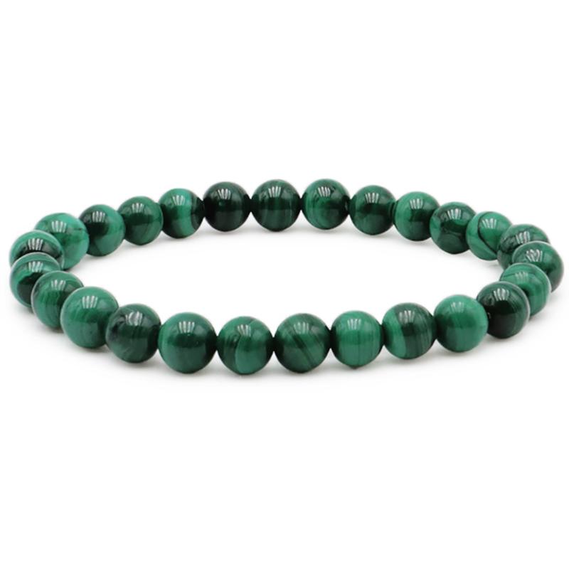 Bracelet malachite Congo AA (boules 7 - 8mm) - Taille L - La Boite à Cailloux