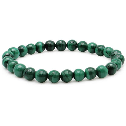 Bracelet malachite Congo AA (boules 7 - 8mm) - Taille L - La Boite à Cailloux