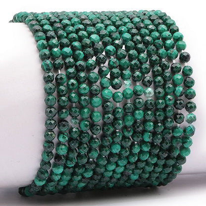 Bracelet malachite Congo AA (perles facettées 3 - 4mm) - La Boite à Cailloux