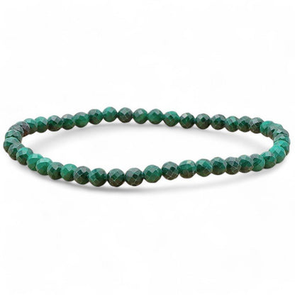 Bracelet malachite Congo AA (perles facettées 3 - 4mm) - La Boite à Cailloux