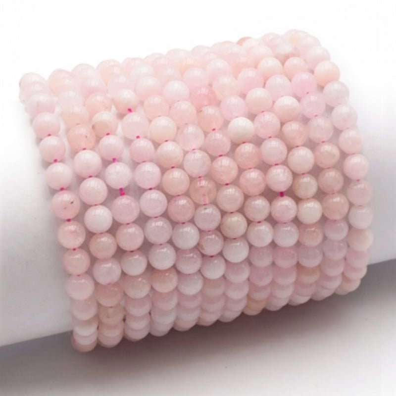 Bracelet morganite (béryl rose) Brésil AA boules 5 - 6mm - La Boite à Cailloux