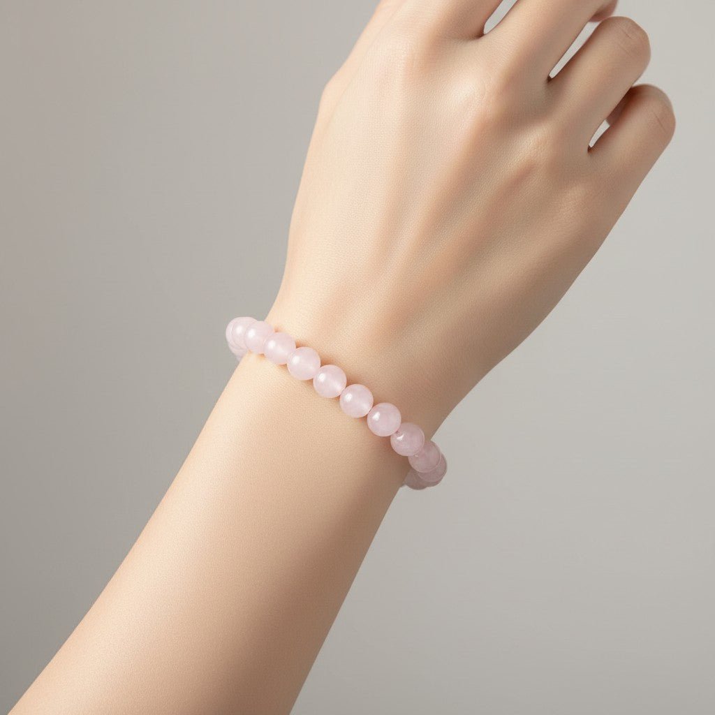 Bracelet morganite (béryl rose) Brésil AA boules 5-6mm - La Boite à Cailloux