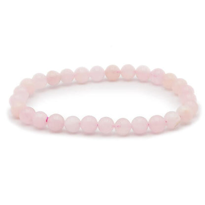 Bracelet morganite (béryl rose) Brésil AA boules 5 - 6mm - La Boite à Cailloux