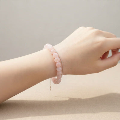 Bracelet morganite (béryl rose) Brésil AA boules 7-8mm