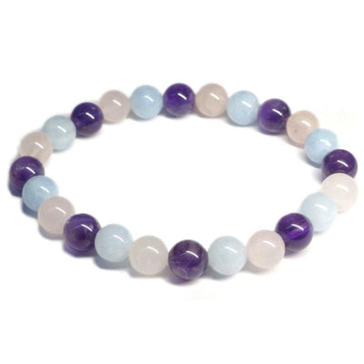 Multi bracelet Aquamarine, amethyst, rose quartz A (7-8mm balls)