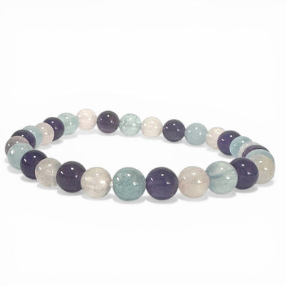 Multi bracelet Aquamarine, amethyst, rose quartz A (7-8mm balls)