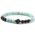 Bracelet multi amazonite, grenat rouge almandin, oeil de tigre teintée A+ (boules 5 - 6mm) - La Boite à Cailloux