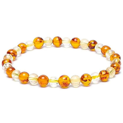 Bracelet multi ambre citrine naturelle AA (boules 5 - 6mm) - La Boite à Cailloux