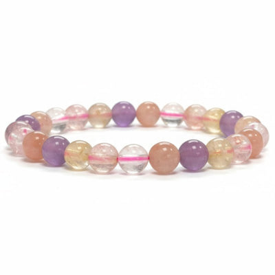 Multi amethyst bracelet, chalcedony, labradorite, lepidolite, moonstone A+ (5-6mm balls)