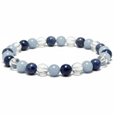 Multi amethyst bracelet, chalcedony, labradorite, lepidolite, moonstone A+ (5-6mm balls)